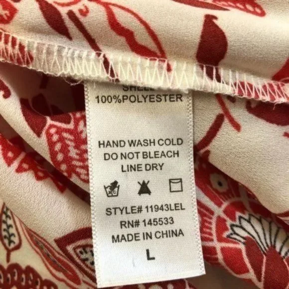 W5 Floral Flutter Sleeve Keyhole Tie Boho Top - Size L - Picture 8 of 8